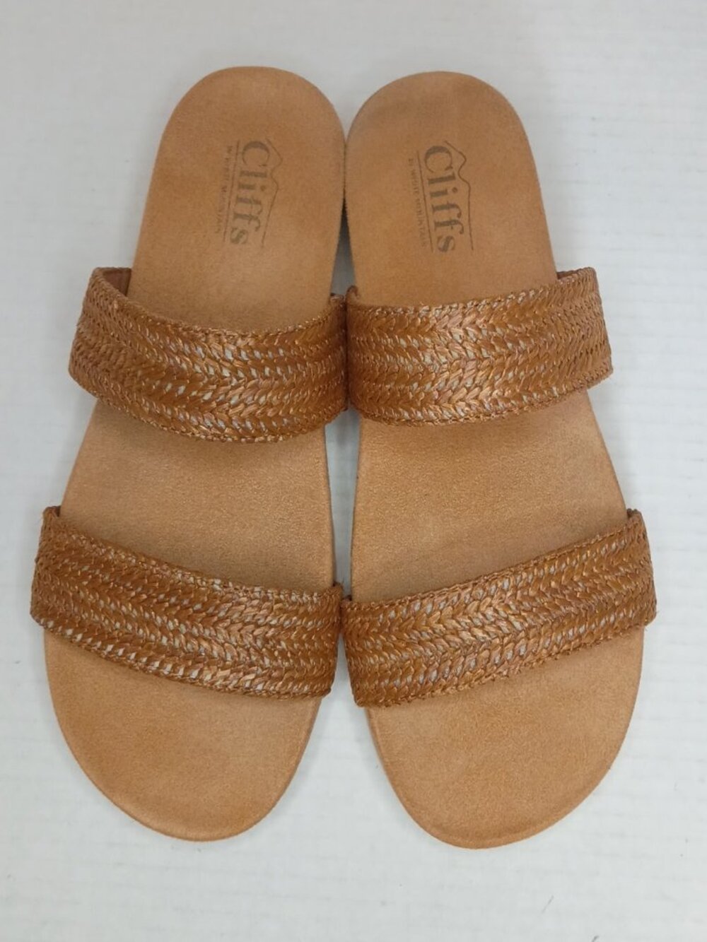 Cliffs by White Mountain Tahlie Tan Woven Slide Sandals Women's Size 8.5M